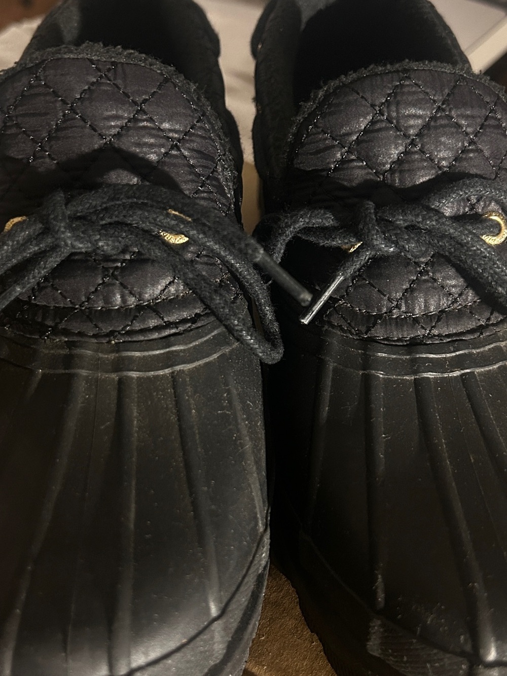 Sperry Quilted Black Lace-Up Duck Boots